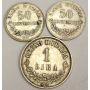 Italy 1863 MBN & 1863 NBM 50 Centesimi plus 1863 MBN 1 Lira 