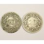 1850 BB Switzerland 20 Rappen coins KM7 