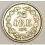 1874 ST Sweden 25 Ore silver coin KM738 EF40