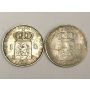 2x Netherlands 1892 1 Gulden Silver Coins 