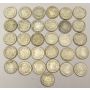 31x Netherlands 10 cents silver coins 1919 to 1941 VG to AU see list