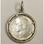 1914 Belgium 1 Franc silver coin nicely mounted in silver as pendant 
