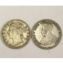 2x Straits Settlements 20 Cents silver coins 1895 F and 1926 VG 