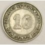 1902 Straits Settlements 10 Cents silver coin F12