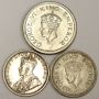 1918 and 1942 India 1/2 Rupee silver coins plus 1947 India One Rupee 
