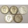 5x India One Rupee silver coins 1918 2x 1942 and 2x 1944 