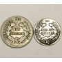 1868 Chile 1/2 Decimo coin and 1881 1 Decimo coin  