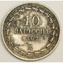 Italy Papal States 1862 XVIIR 10 Baiocchi silver coin VF35