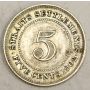 1902 Straits Settlements 5 Cents silver coin VF25