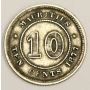 1877 H Mauritius 10 Cents VF25