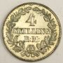 1871 Denmark 4 Skilling silver coin AU55