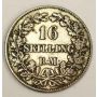 1857 Denmark 16 Skilling silver coin a/VF