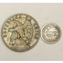 1902 Chile 50 Centavos silver coin F15 & 1868 Chile 1/2 Decimo VG small dent