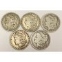 5x Morgan Silver Dollars 1882o 1888o 1889o 1899o 1900o 5-coins