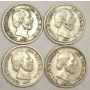 4x Netherlands 5 Cents silver coins 1850 1855 1863 1868 
