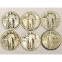 6x Different Standing Liberty Quarters 1924 1925 1926 1927 1929 1930 