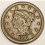 1856 Braided Hair Large Cent 1c nice FINE