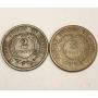 1865 and 1866 USA Two Cent pieces coins AG/G