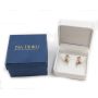 14K Gold NA HOKU Tri-Color Plumeria Half Hoop Diamond Earrings