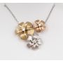 14K Gold NA HOKU Tri-Color Plumeria Bouquet Pendant Diamond Necklace