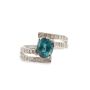 18 Karat White Gold 1.50 ct Blue Tourmaline & Diamond Ladies Ring