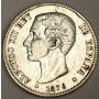 1876 Spain 5 Pesetas silver coin VF25