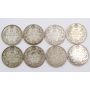 1913 1916 1918 1919 1920 1929 1934 & 1936 Canada 50 Cents 8-coins 