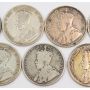 1913 1916 1917 1918 1919 1920 & 1929 Canada 50 Cents 7-coins  G/VG