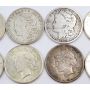 10x Morgan & Peace Silver Dollars 1879 to 1928s  10-different coins   
