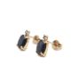 14 Karat Yellow Gold Blue Sapphire and Diamond Earrings