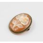 Carved Shell ROSE Cameo pendant/brooch .900 Silver 