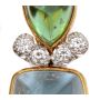CAVELTI 18K Gold Earrings Diamonds Tourmaline Aquamarine 