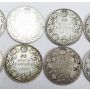 1910 11 12 13 16 17 18 19 20 & 1931 Camada 50 Cents silver 10-coins G/VG