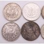10x Morgan silver dollars 1885-1921 10-different coins 