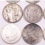 Morgan & Peace silver dollars 1883-1922 20-circulated coins see list & image