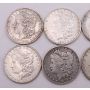 10x Morgan silver dollars 1881-1900 10-different coins 