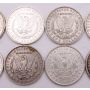 10x Morgan silver dollars 1880-1900 10-different coins 