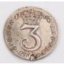 1762 Great Britain 3 Pence silver coin VF details small hole