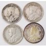 4x 1935 Canada 10 cents 4-coins VF to FINE condition