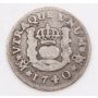 1740 Mexico 1/2 Real silver coin MF KM#65 circulated