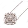 Gabriel & Co Sterling Silver Floral Design Pendant with White Sapphires