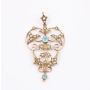 9ct Gold Blue Topaz Seed Pearl Pendant c1900 missing 3-pearls 