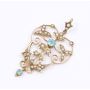 9ct Gold Blue Topaz Seed Pearl Pendant c1900 missing 3-pearls 