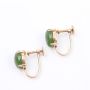 14K Gold screw back earrings with cabachon cut Jade .5 inch  