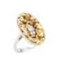 Gold Nuggets Diamonds 10K white gold ring  