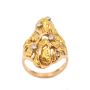 Gold Nuggets Diamonds 14K yellow gold ring  