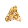 Gold Nuggets Diamonds 14K yellow gold ring  