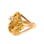 Placer Gold Nugget 0.25ct Diamond 14K yellow gold ring
