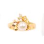 Diamonds & pearl 14K yg ring .5 inch top diameter 