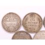 British India 1862 1906 1917 1918 1941 One Rupee silver coins 5-coins